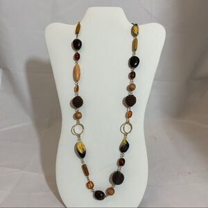 Cookie Lee Long Gold and Bead Necklace